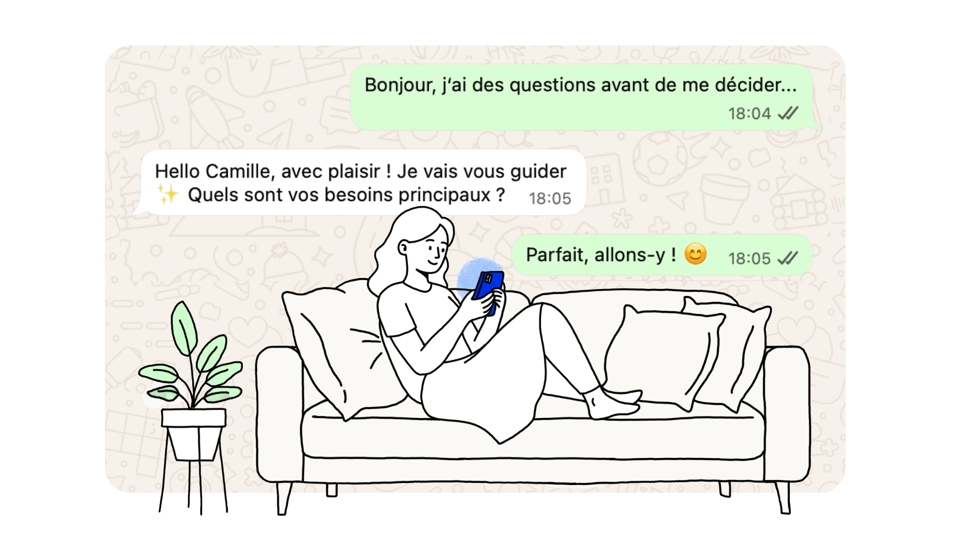 Conversation WhatsApp avec un client - Personal Shopper IA